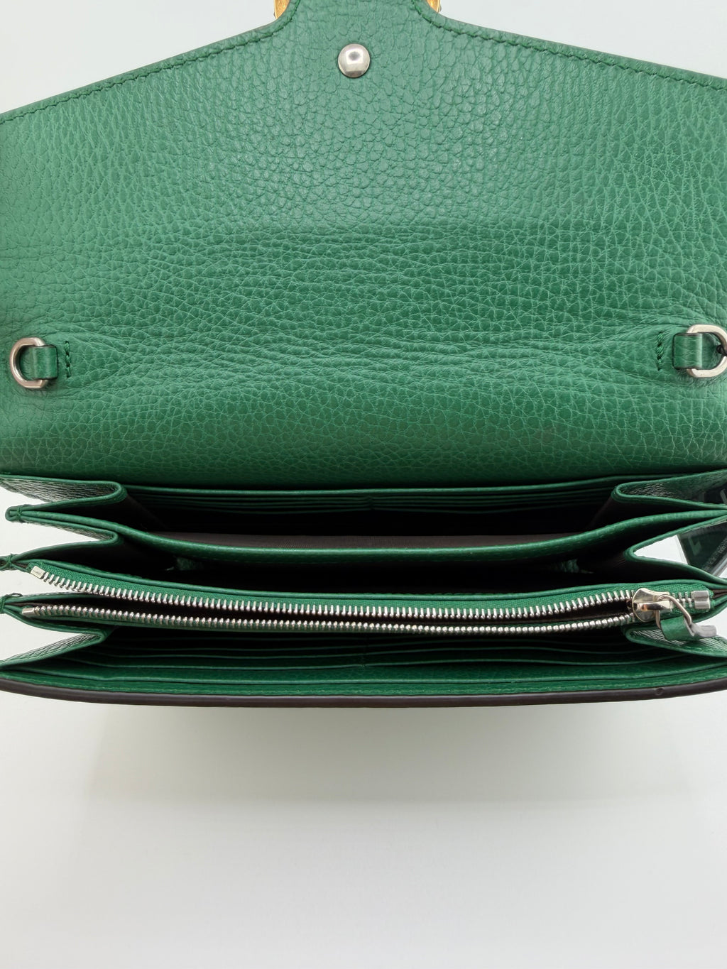 Gucci Dionysus Wallet on Chain – Green Leather with Jeweled Tiger Head