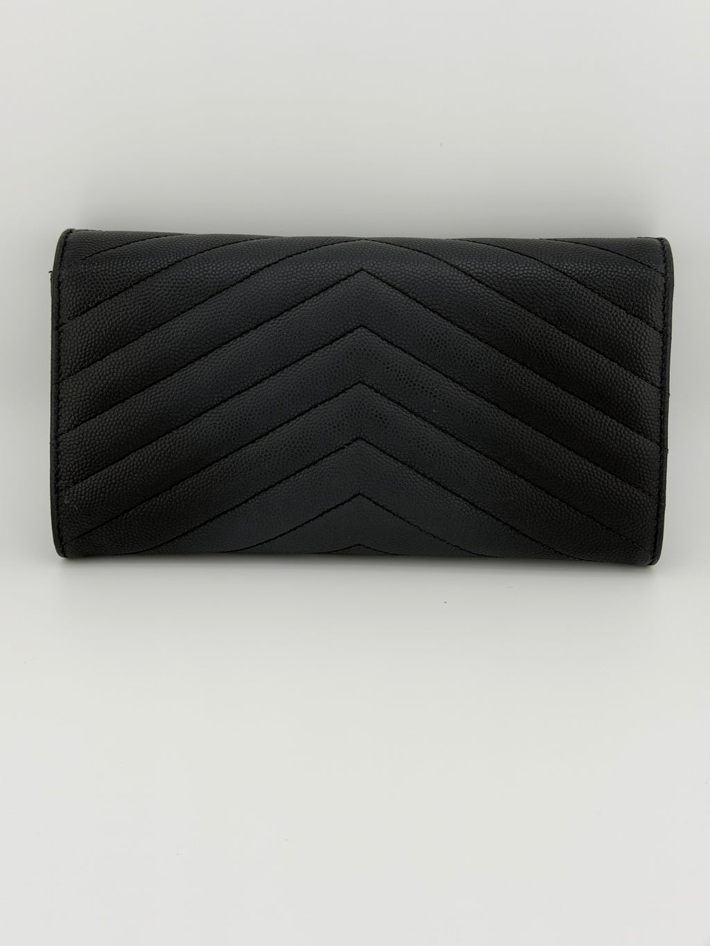 Saint Laurent Cassandre Long Wallet – Black Grain de Poudre Leather with Gold Hardware