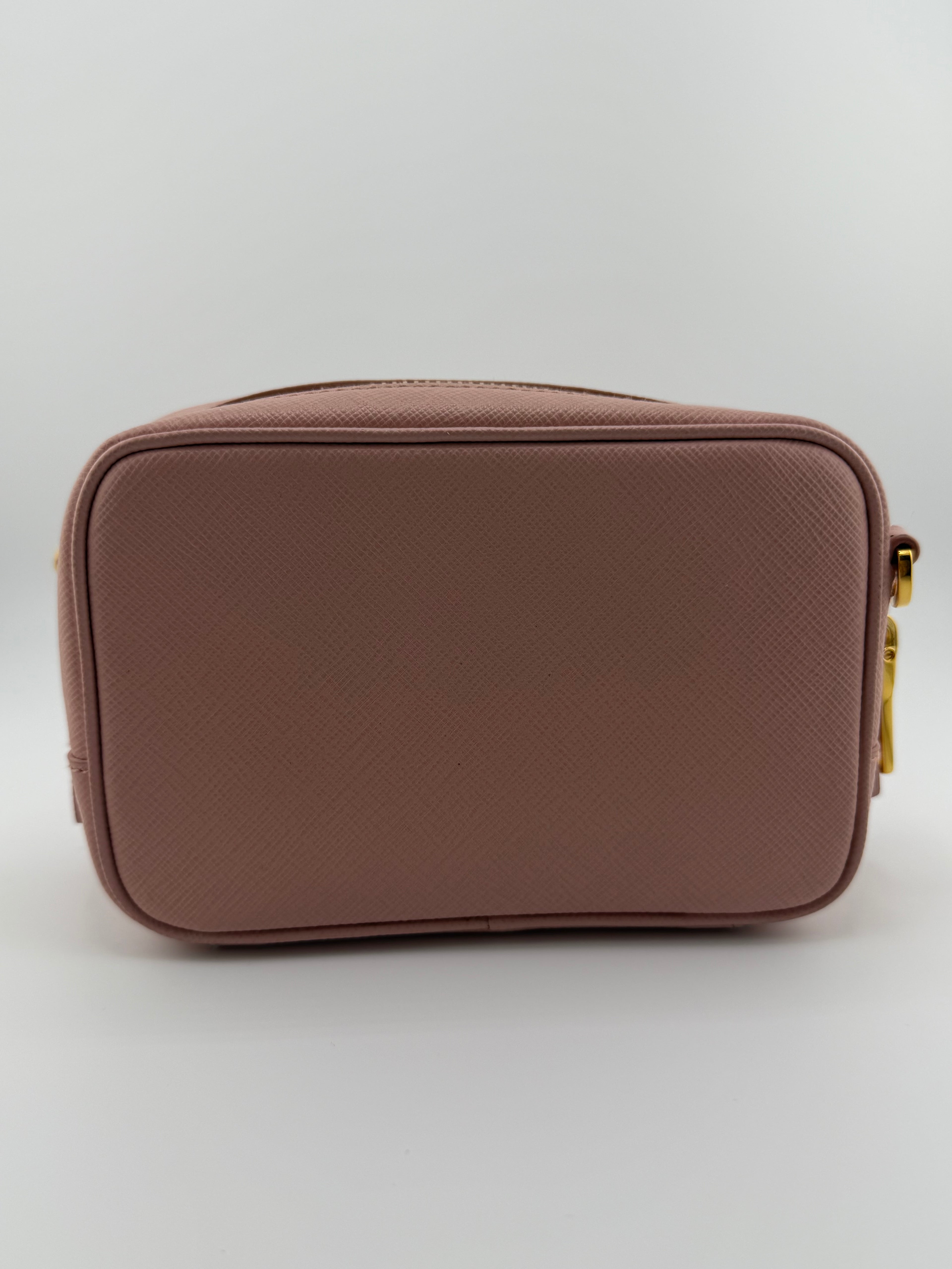 Prada Saffiano Mini Crossbody Bag – Blush Pink with Gold Hardware
