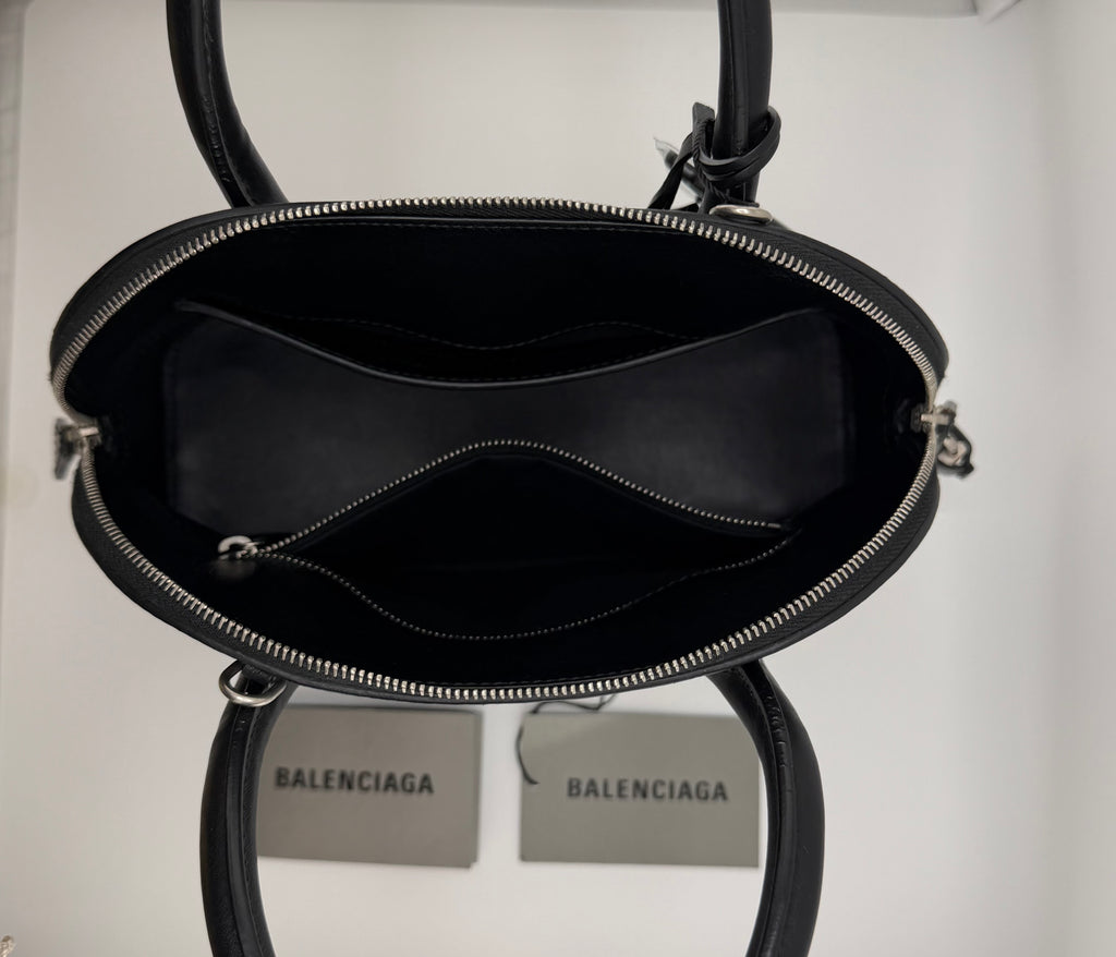 Balenciaga Ville Top Handle Bag “You Are the World” Graphic Leather – Black