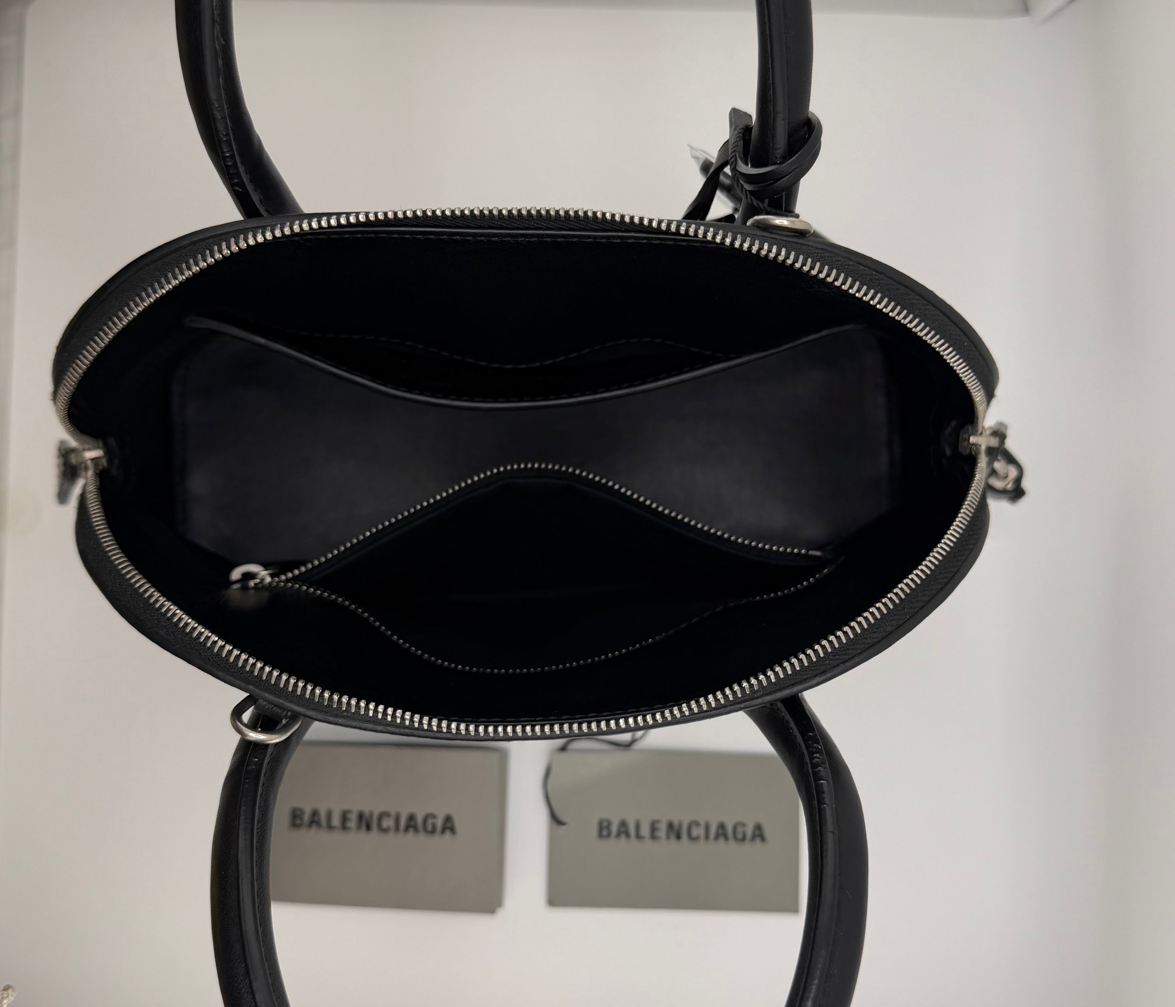 Balenciaga Ville Top Handle Bag “You Are the World” Graphic Leather – Black