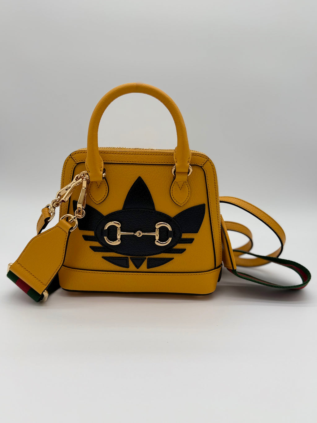 Gucci x adidas Horsebit 1955 Mini Top Handle Bag Yellow Leather with Two Straps
