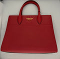 Prada Bibliothèque Red Saffiano Accordion Tote | The Lux Doctor