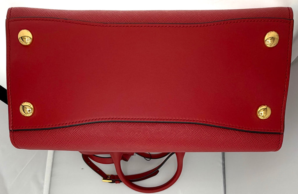 Prada Bibliothèque Red Saffiano Accordion Tote | The Lux Doctor