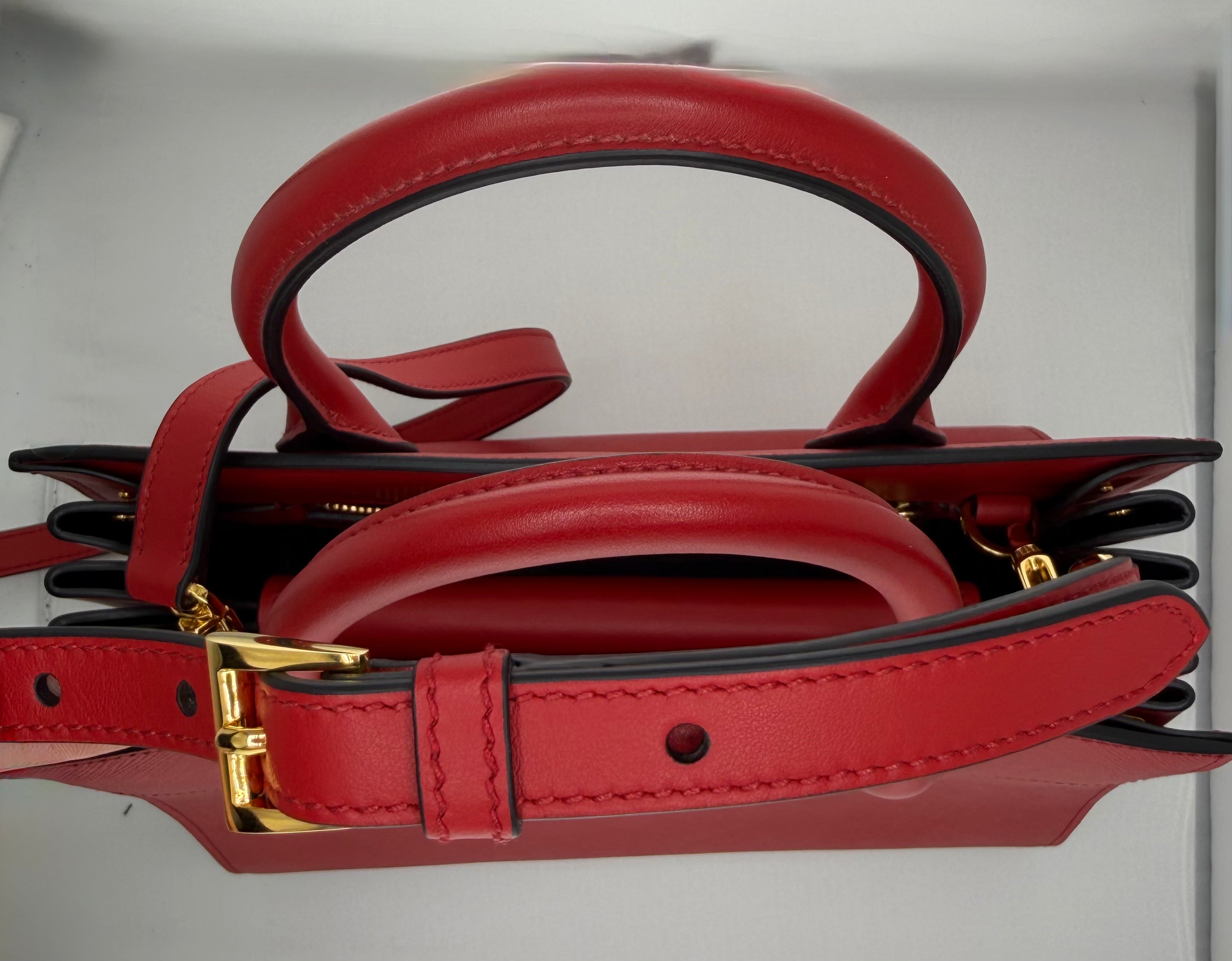 Prada Bibliothèque Red Saffiano Accordion Tote | The Lux Doctor