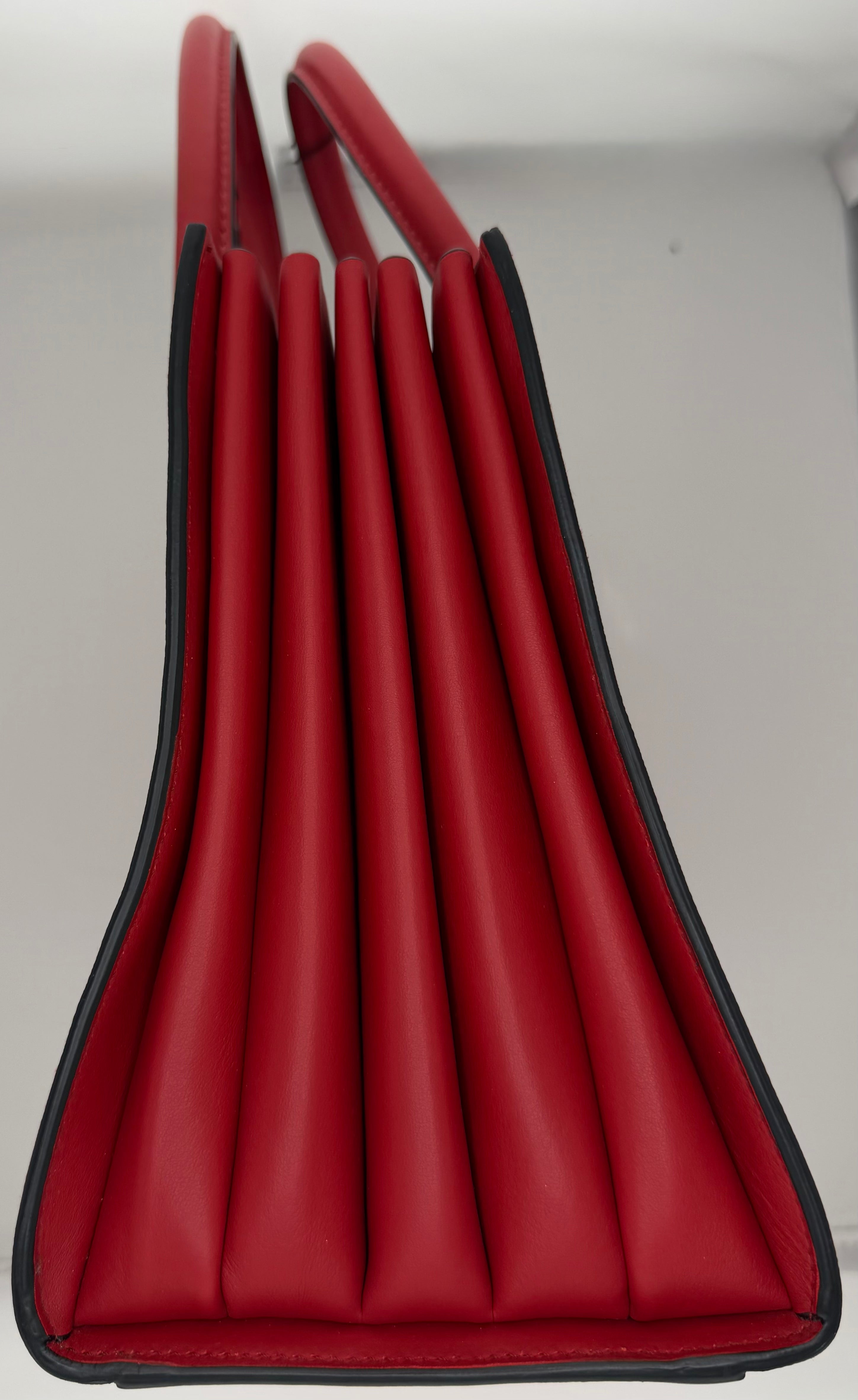 Prada Bibliothèque Red Saffiano Accordion Tote | The Lux Doctor