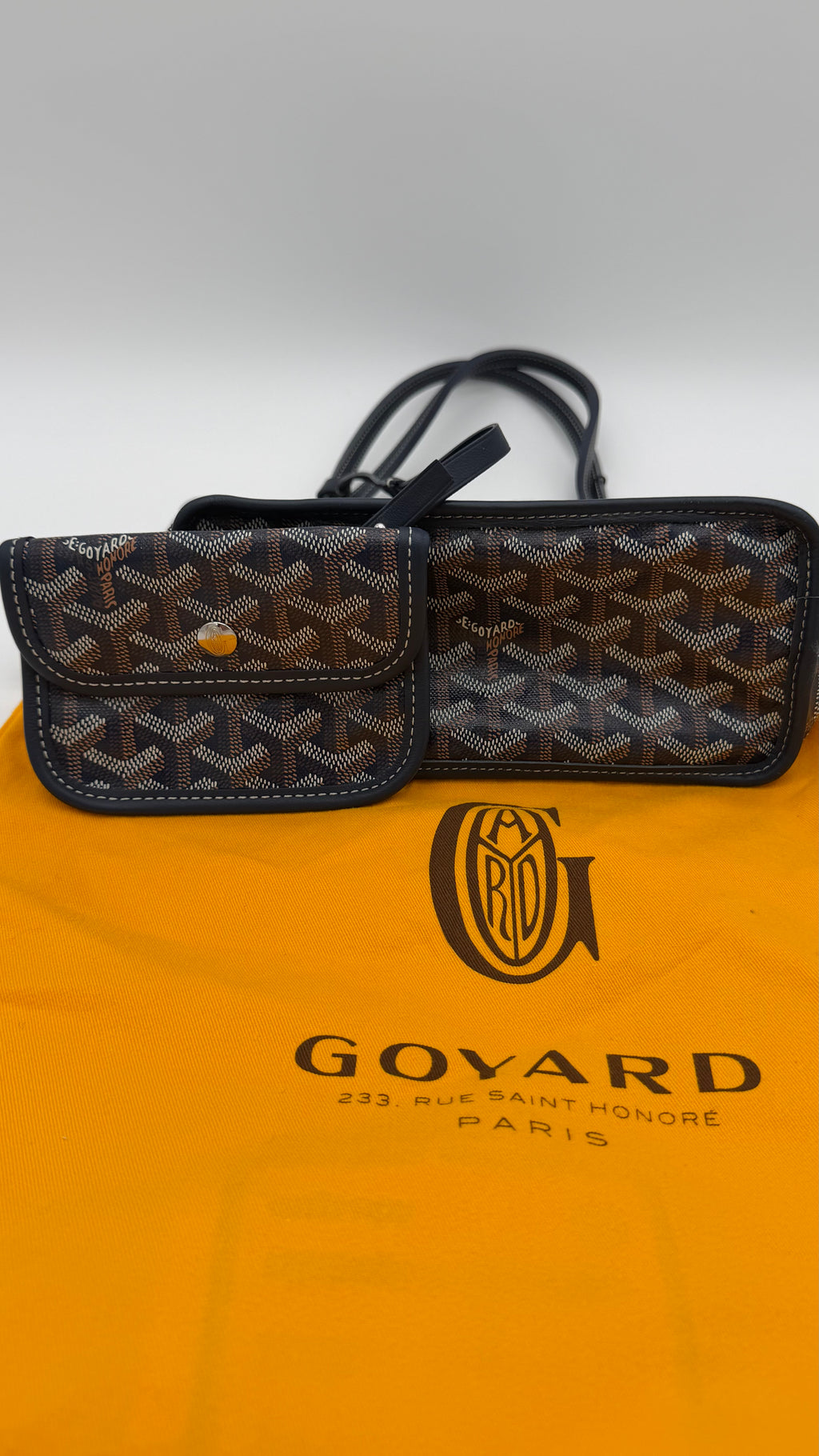 Goyard Mini Anjou Tote Navy Goyardine Reversible Bag | Made in France