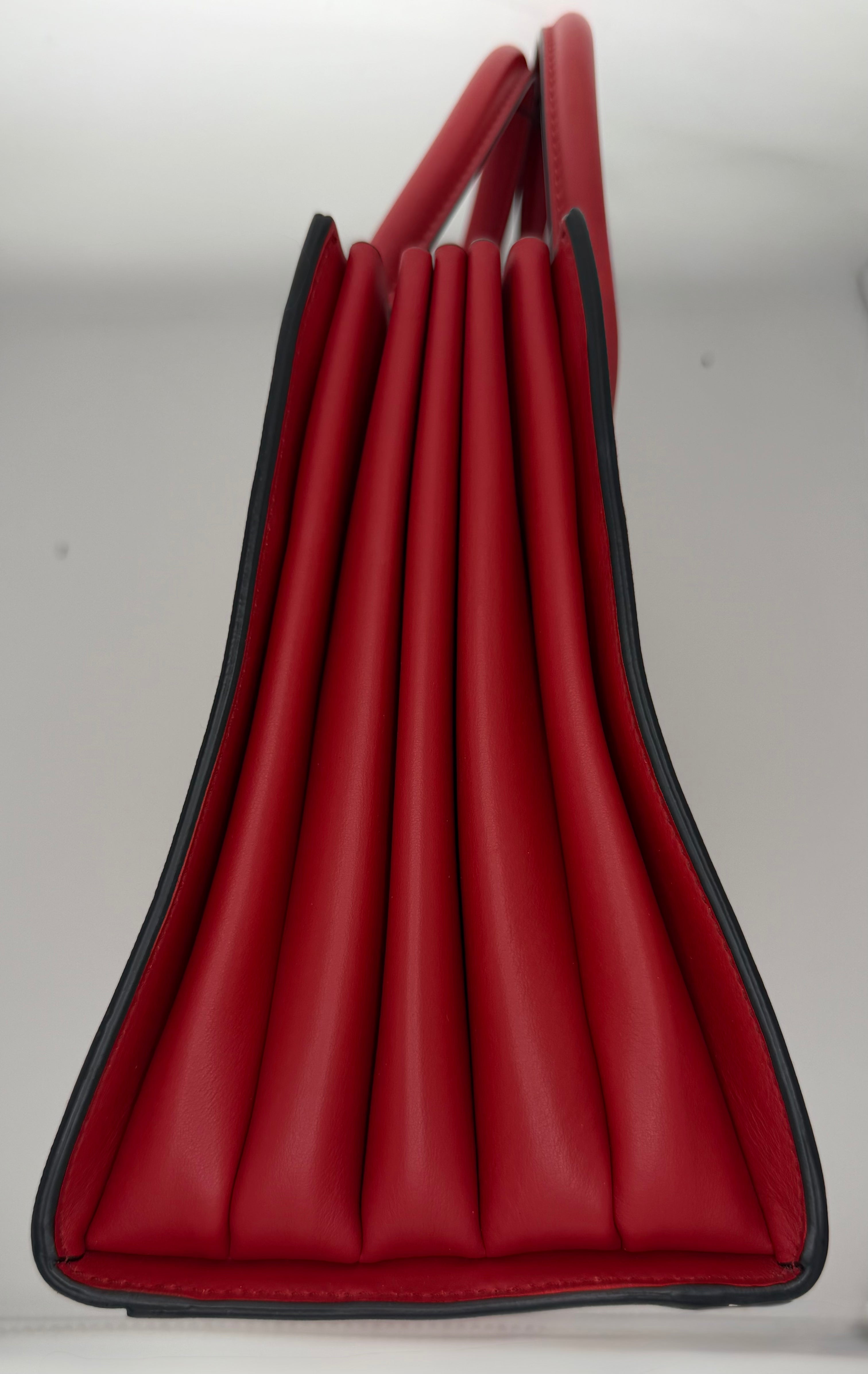 Prada Bibliothèque Red Saffiano Accordion Tote | The Lux Doctor