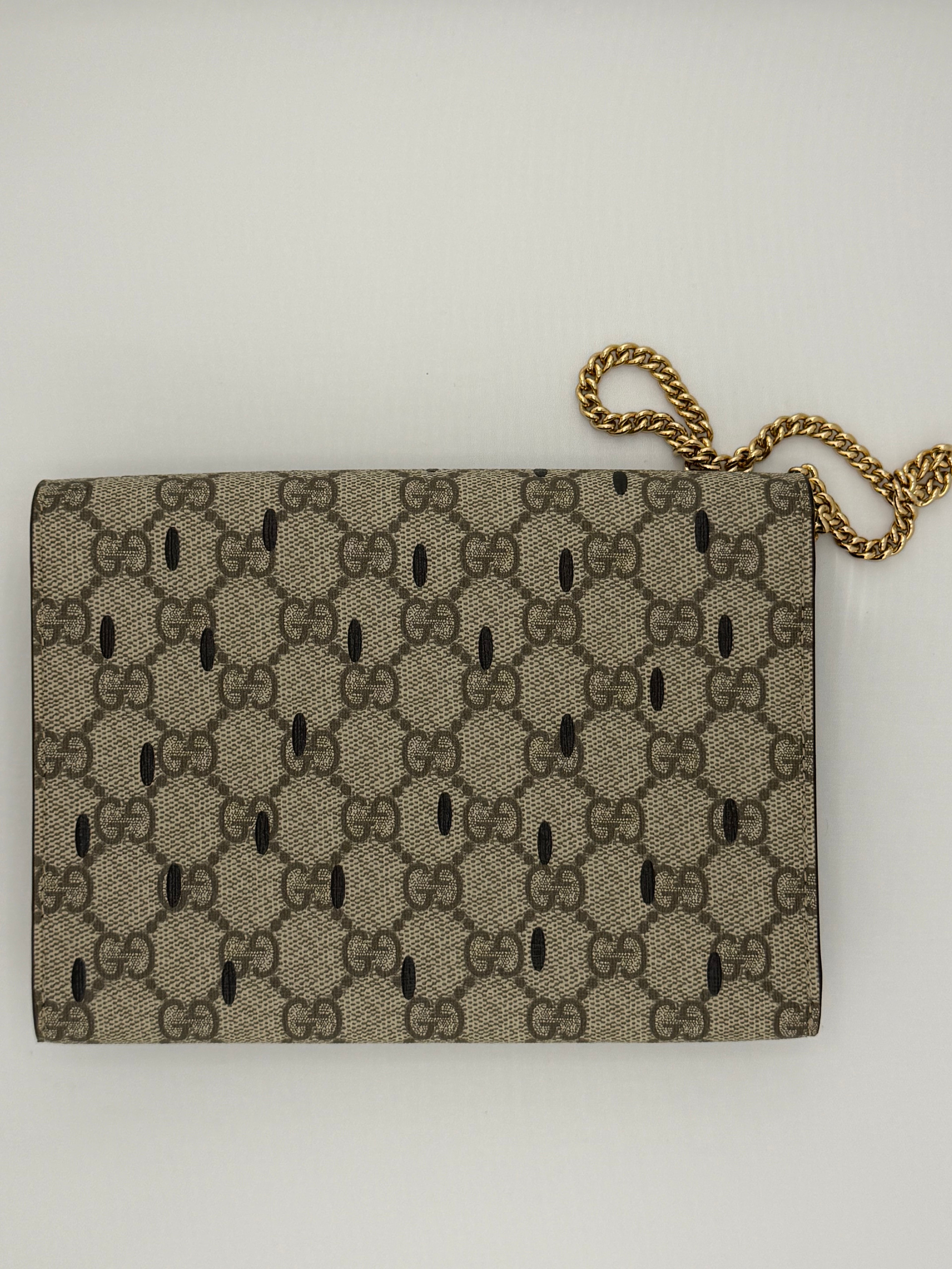 Gucci GG Supreme Strawberry Wallet on Chain