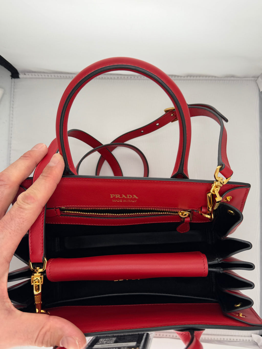 Prada Bibliothèque Red Saffiano Accordion Tote | The Lux Doctor