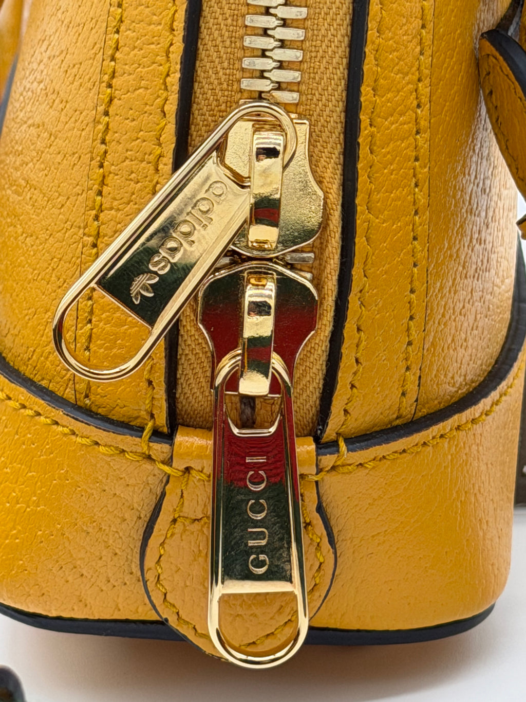 Gucci x adidas Horsebit 1955 Mini Top Handle Bag Yellow Leather with Two Straps
