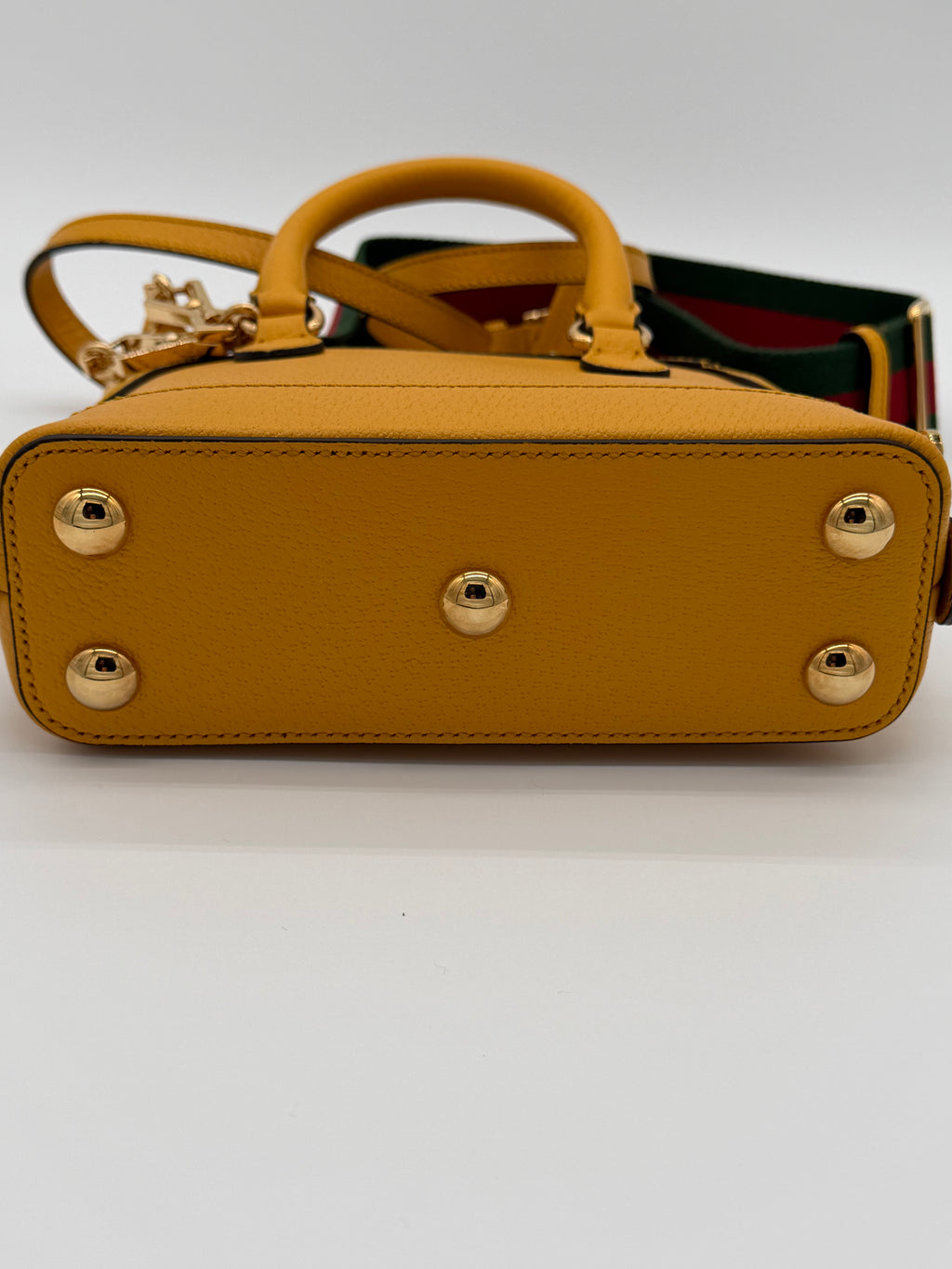 Gucci x adidas Horsebit 1955 Mini Top Handle Bag Yellow Leather with Two Straps