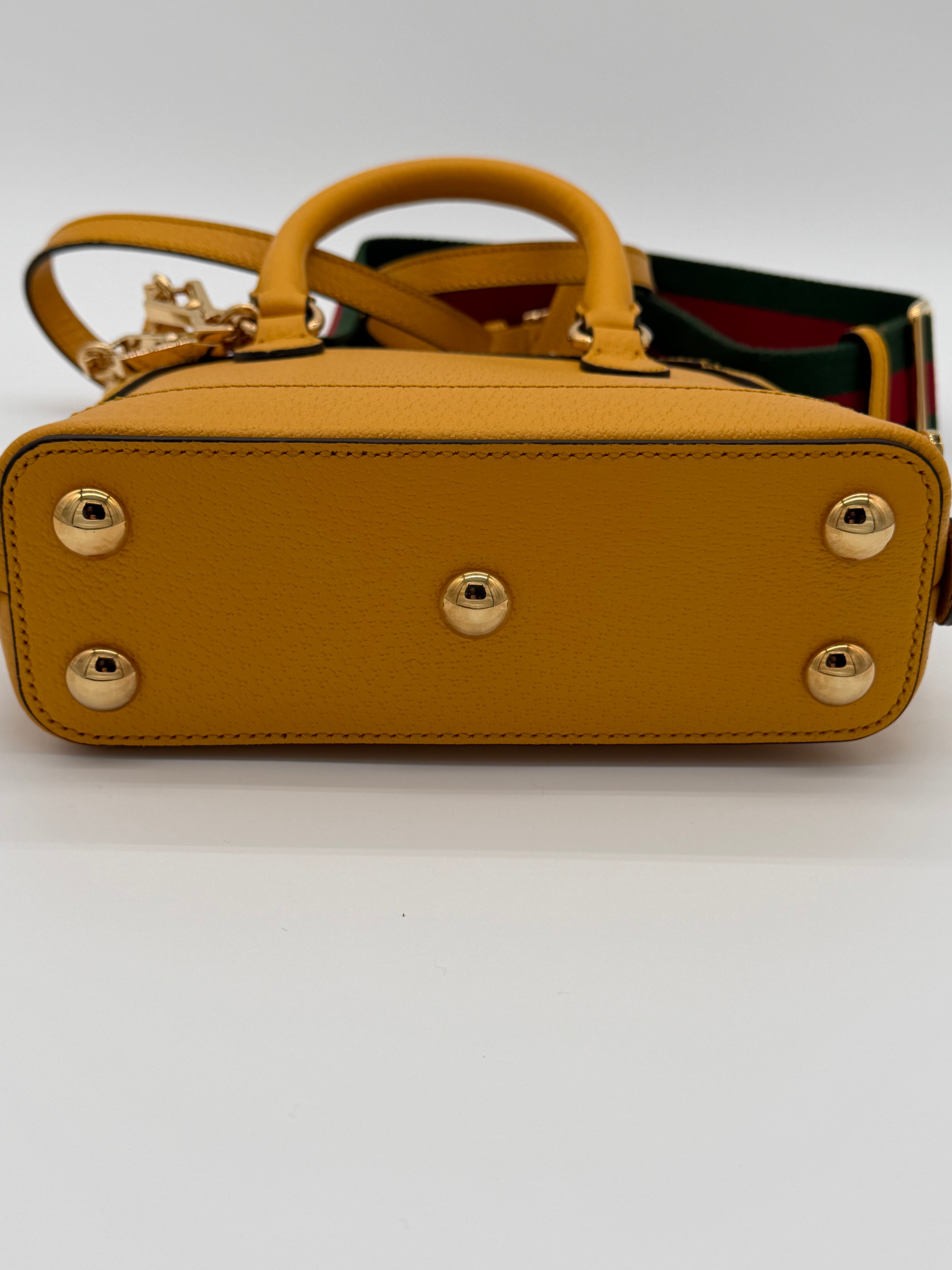Gucci x adidas Horsebit 1955 Mini Top Handle Bag Yellow Leather with Two Straps