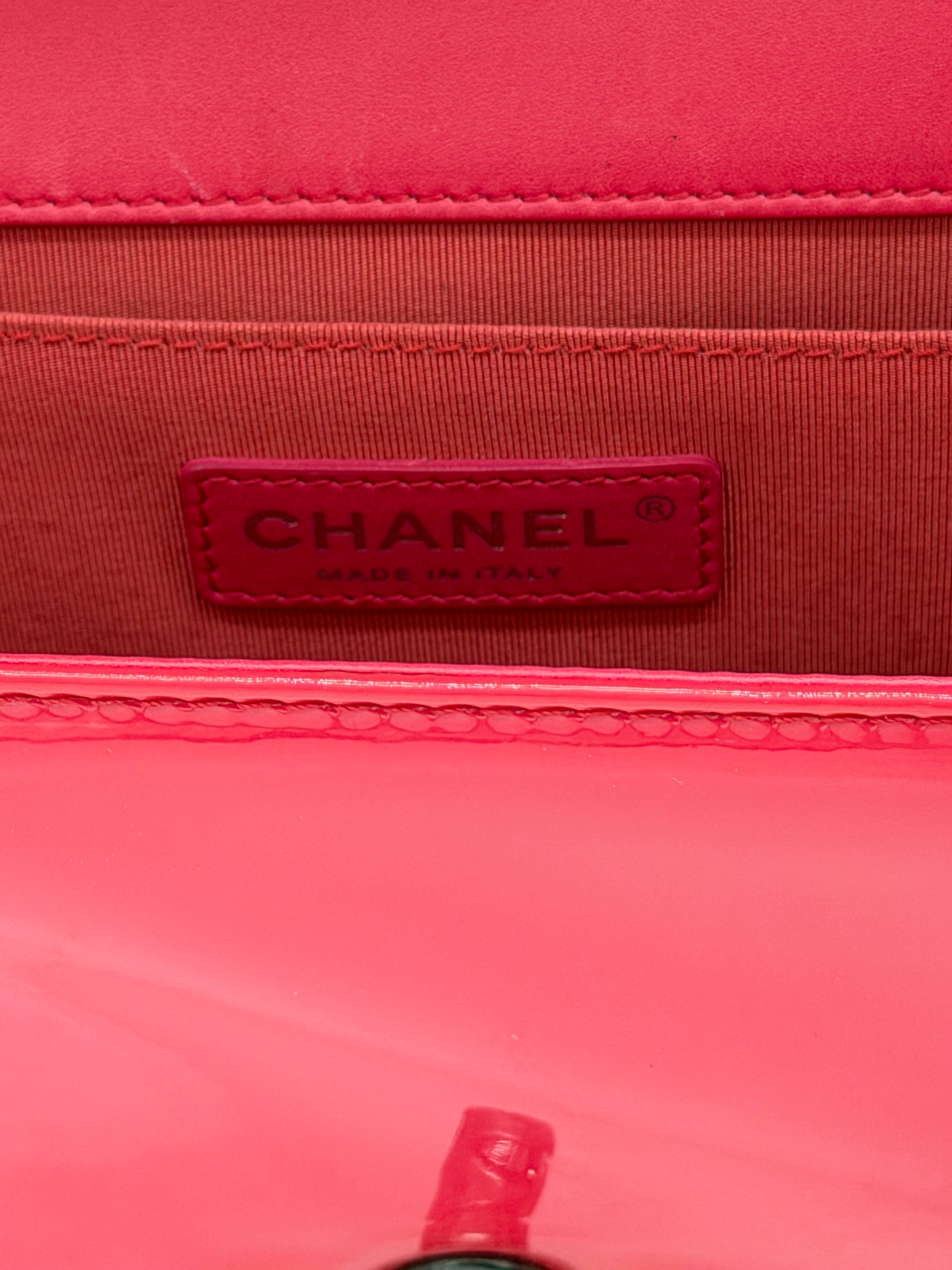 Chanel Boy Bag Medium – Hot Pink Patent Leather with Ruthenium Hardware (Series 17)