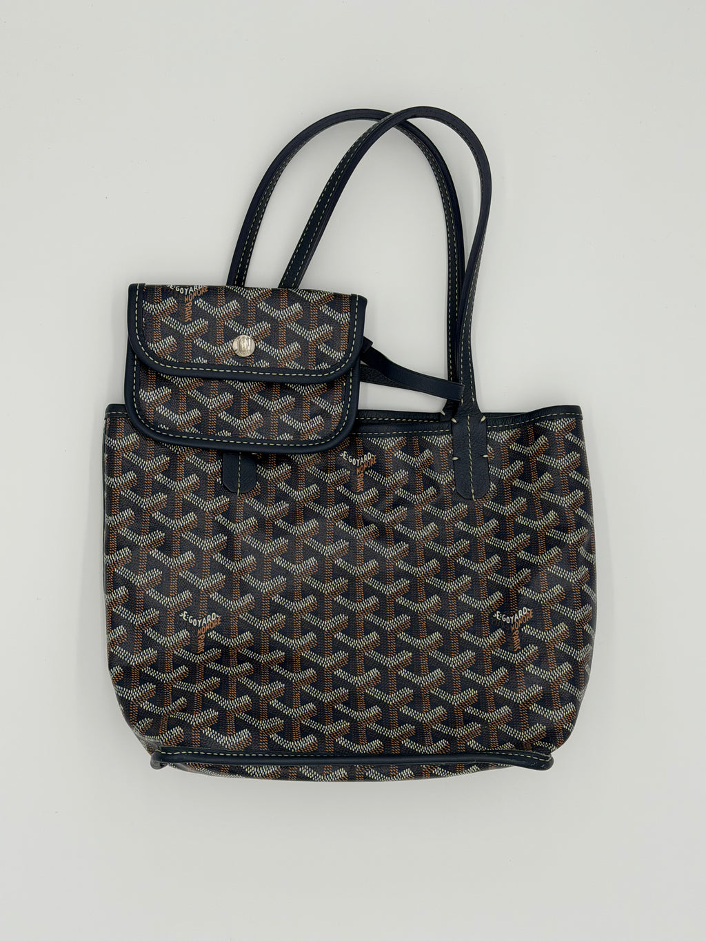 Goyard Mini Anjou Tote Navy Goyardine Reversible Bag | Made in France