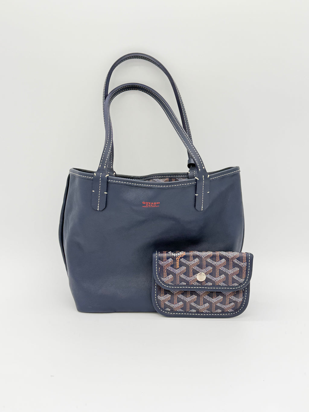 Goyard Mini Anjou Tote Navy Goyardine Reversible Bag | Made in France
